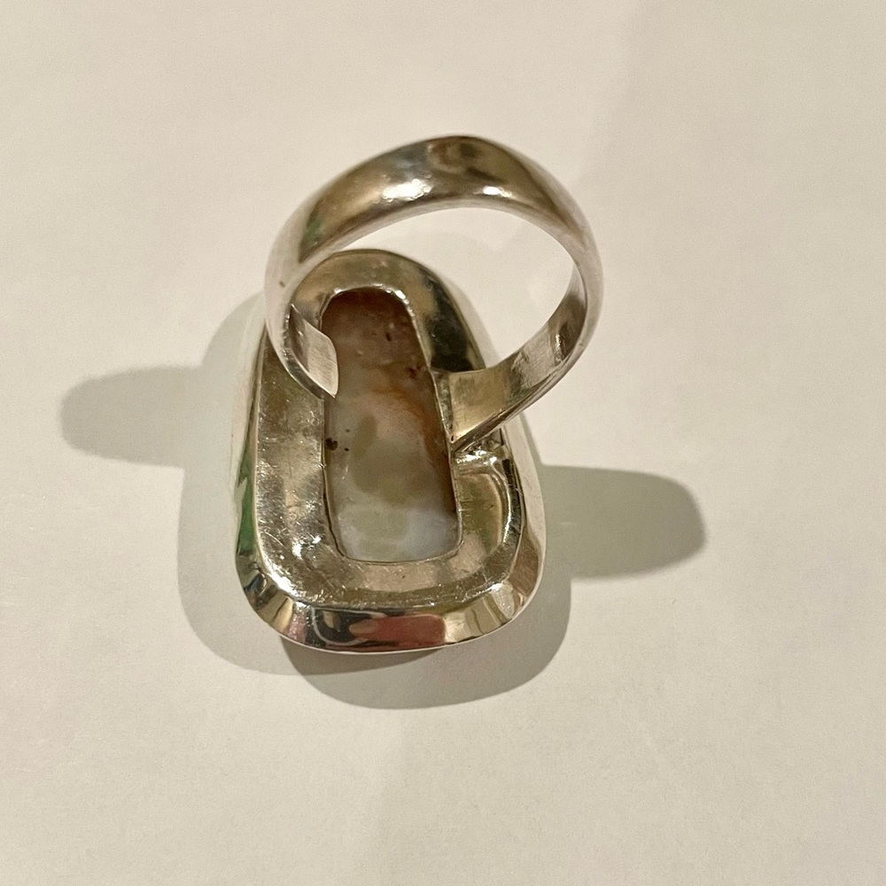 Sterling Silver Red Agate Ring Adjustable Cute St… - image 5